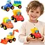 Kruzzel Bouwvoertuigen speelset 4-delig - Tractor, kiepwagen, betonmixer en graafmachine met aandrijving