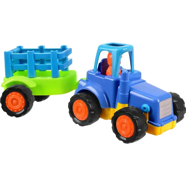 Kruzzel Bouwvoertuigen speelset 4-delig - Tractor, kiepwagen, betonmixer en graafmachine met aandrijving
