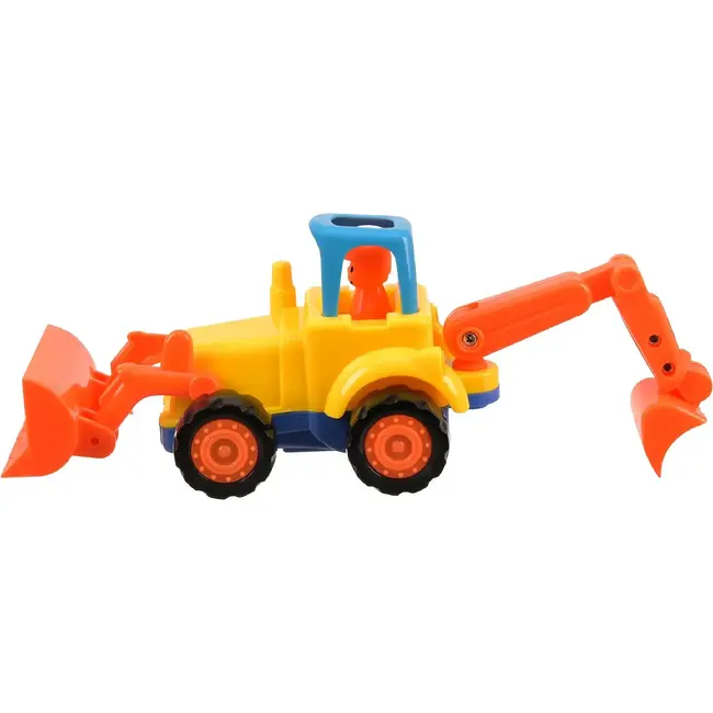 Kruzzel Bouwvoertuigen speelset 4-delig - Tractor, kiepwagen, betonmixer en graafmachine met aandrijving