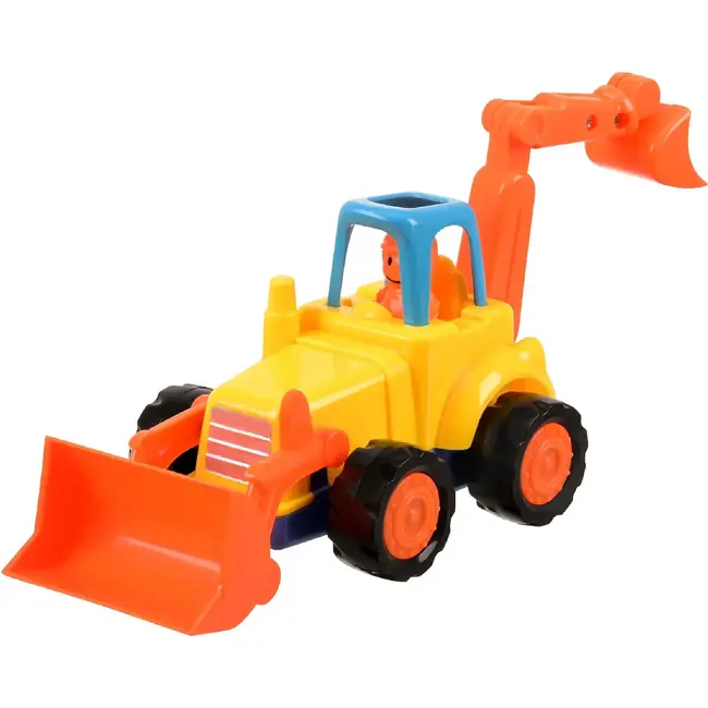 Kruzzel Bouwvoertuigen speelset 4-delig - Tractor, kiepwagen, betonmixer en graafmachine met aandrijving