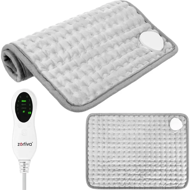 Zortiva Elektrisch verwarmingskussen 40 x 30 cm - 75 W, 10 warmtestanden en timer - Grijs