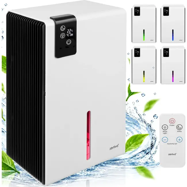 Zortiva Elektrische luchtontvochtiger 65 W - 800 ml per dag, hygrostaat en afstandsbediening