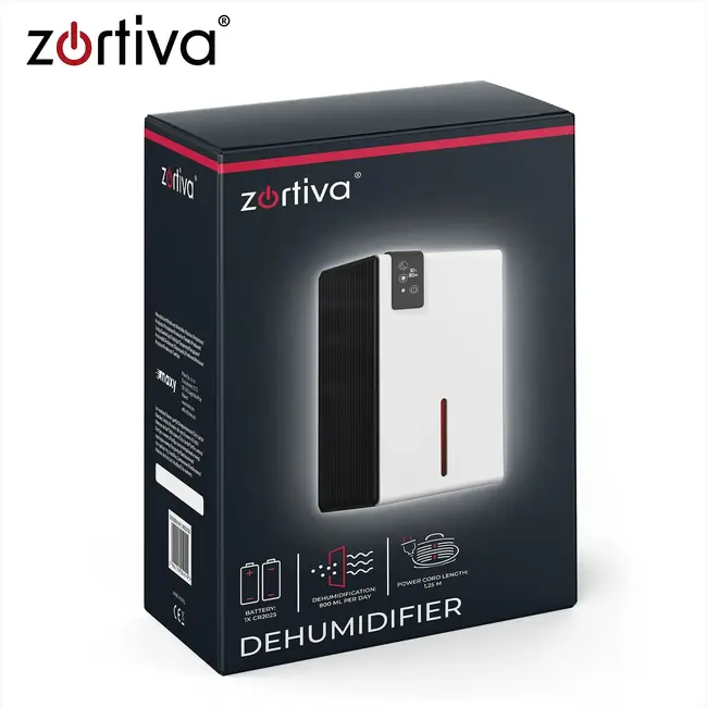 Zortiva Elektrische luchtontvochtiger 65 W - 800 ml per dag, hygrostaat en afstandsbediening