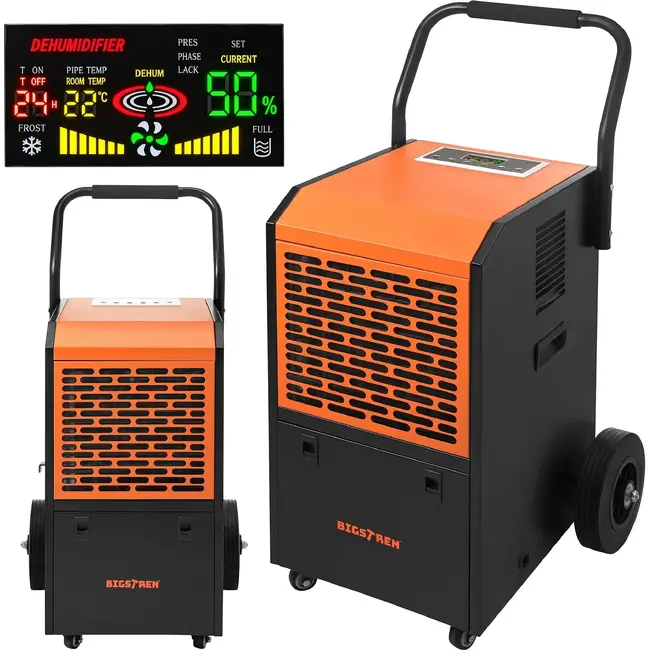 Bigstren Industriële luchtontvochtiger 50 liter per dag - 650 W, 7 liter reservoir en hygrostaat