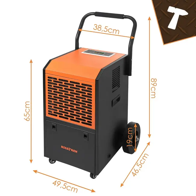 Bigstren Industriële luchtontvochtiger 50 liter per dag - 650 W, 7 liter reservoir en hygrostaat