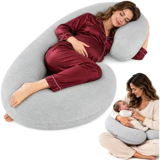 Soulima XXL zwangerschapskussen C-vorm 140 x 70 x 20 cm - Katoenen hoes en verstelbare vulling