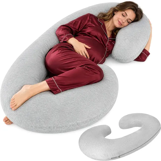 Soulima XXL zwangerschapskussen C-vorm 140 x 70 x 20 cm - Katoenen hoes en verstelbare vulling