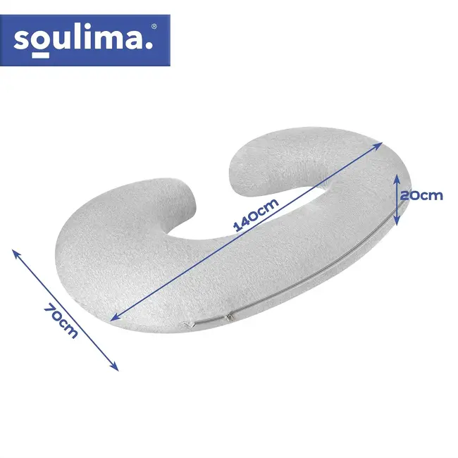 Soulima XXL zwangerschapskussen C-vorm 140 x 70 x 20 cm - Katoenen hoes en verstelbare vulling