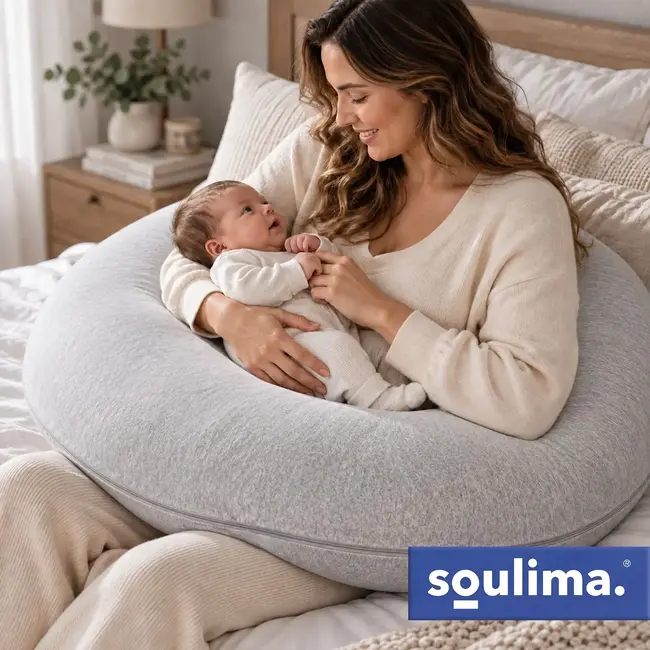 Soulima XXL zwangerschapskussen C-vorm 140 x 70 x 20 cm - Katoenen hoes en verstelbare vulling