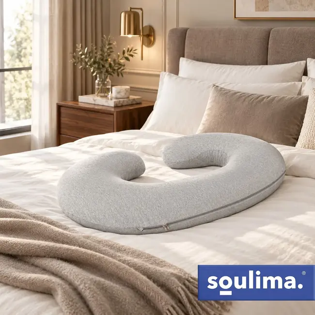 Soulima XXL zwangerschapskussen C-vorm 140 x 70 x 20 cm - Katoenen hoes en verstelbare vulling
