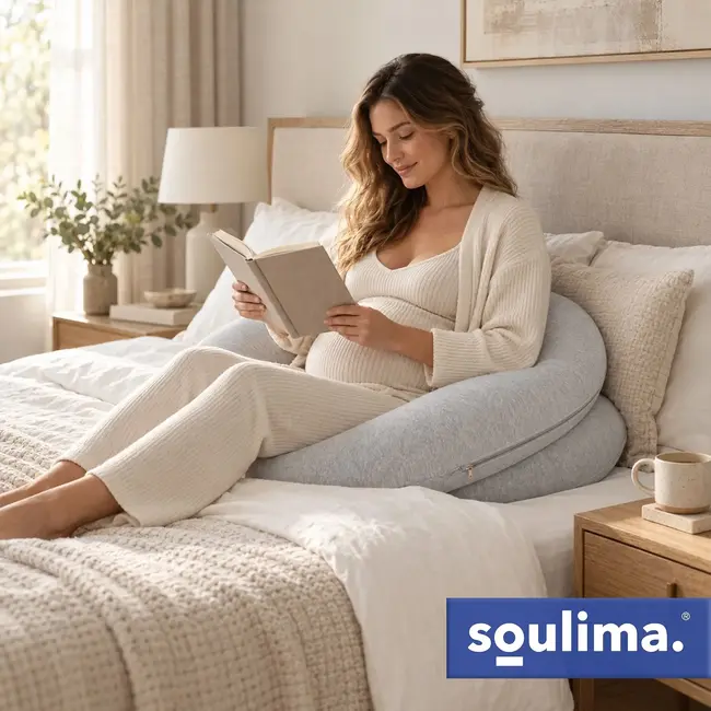 Soulima XXL zwangerschapskussen C-vorm 140 x 70 x 20 cm - Katoenen hoes en verstelbare vulling