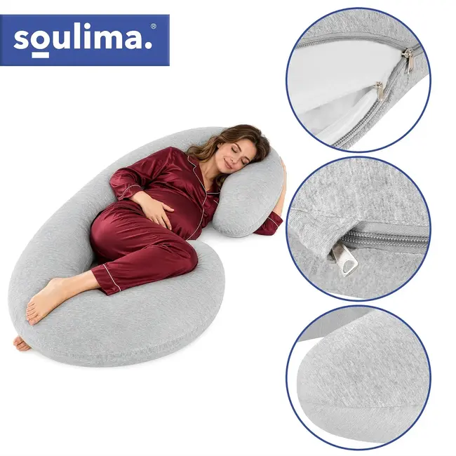 Soulima XXL zwangerschapskussen C-vorm 140 x 70 x 20 cm - Katoenen hoes en verstelbare vulling