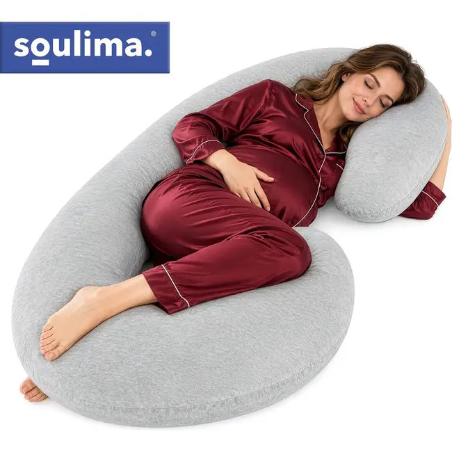 Soulima XXL zwangerschapskussen C-vorm 140 x 70 x 20 cm - Katoenen hoes en verstelbare vulling