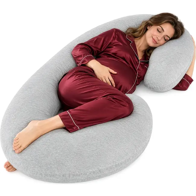 Soulima XXL zwangerschapskussen C-vorm 140 x 70 x 20 cm - Katoenen hoes en verstelbare vulling