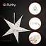 Ruhhy 3D LED-ster 60 cm - Witte hangende decoratiester met maan- en sterrenmotief en lichtsnoer