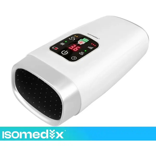 Isomedix Elektrisch handmassageapparaat - 4 massagestanden, warmte, trillingen en USB-C oplaadbaar