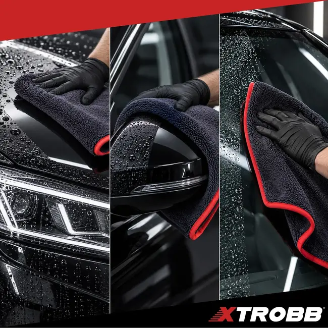 Xtrobb Microvezel autodroogdoek 90 x 60 cm - 600 g/m², dubbelzijdig met lange en korte vezels