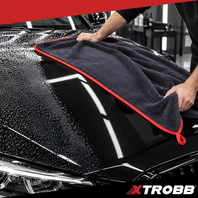 Xtrobb Microvezel autodroogdoek 90 x 60 cm - 600 g/m², dubbelzijdig met lange en korte vezels