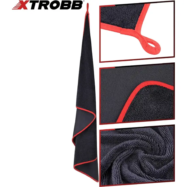 Xtrobb Microvezel autodroogdoek 90 x 60 cm - 600 g/m², dubbelzijdig met lange en korte vezels
