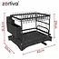 Zortiva Afdruiprek 2-laags 42 x 30 x 31,5 cm - Zwart met bestekbak, bekerhouder en waterafvoer