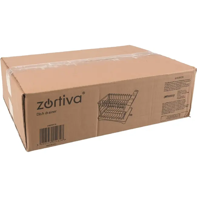 Zortiva Afdruiprek 2-laags 42 x 30 x 31,5 cm - Zwart met bestekbak, bekerhouder en waterafvoer