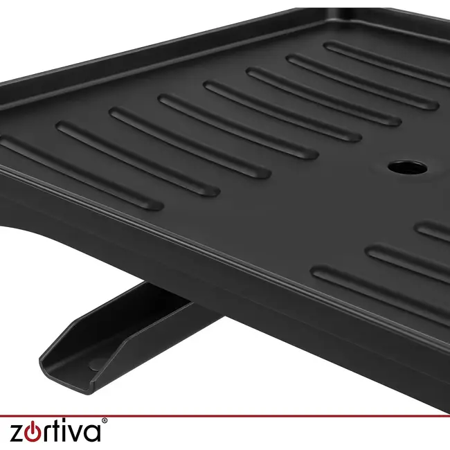 Zortiva Afdruiprek 2-laags 42 x 30 x 31,5 cm - Zwart met bestekbak, bekerhouder en waterafvoer
