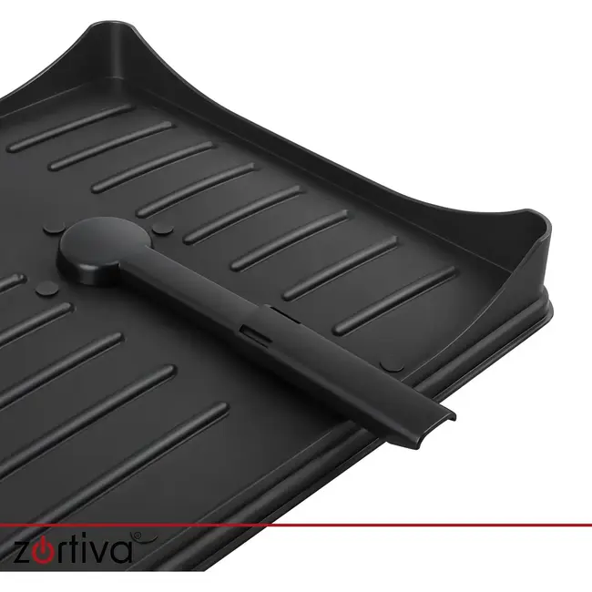 Zortiva Afdruiprek 2-laags 42 x 30 x 31,5 cm - Zwart met bestekbak, bekerhouder en waterafvoer