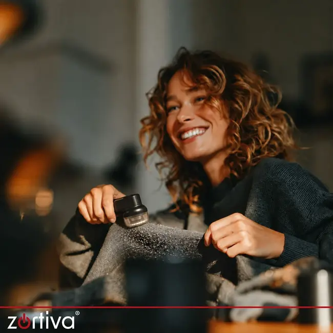 Zortiva Kledingtrimmer draadloos met 6 mesjes - 3 snelheden, LED-display en USB-C oplaadbaar - Zwart