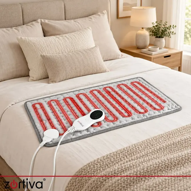Zortiva Elektrisch verwarmingskussen 60 x 30 cm - 85 W, 10 warmtestanden, timer en zachte stof