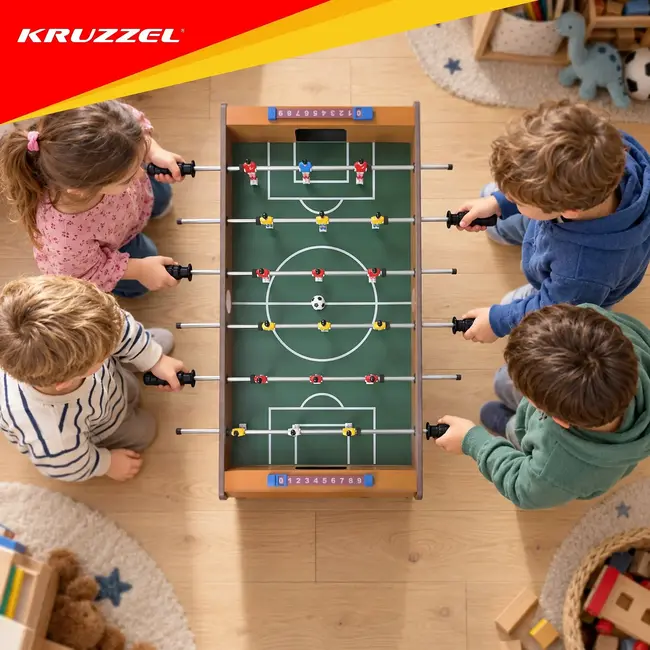 Kruzzel Tafelvoetbaltafel 69 x 36 x 62,5 cm - 18 spelers, 2 ballen, antislipgrepen en scoretellers