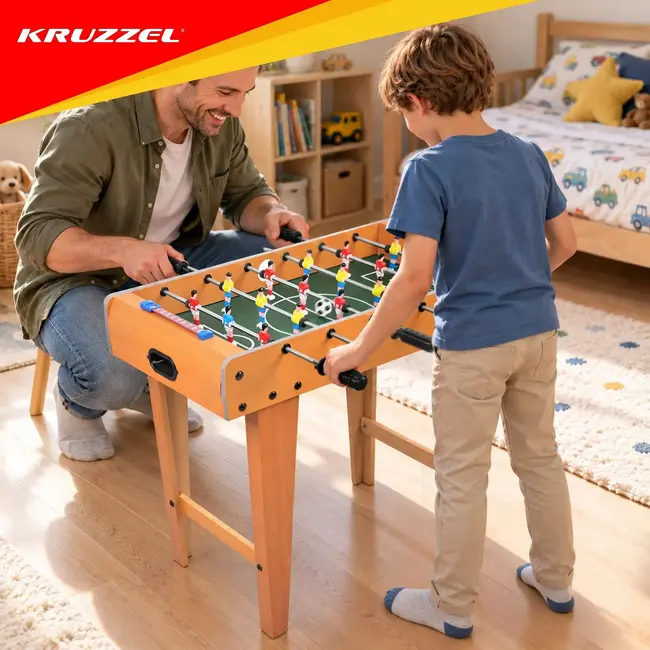 Kruzzel Tafelvoetbaltafel 69 x 36 x 62,5 cm - 18 spelers, 2 ballen, antislipgrepen en scoretellers