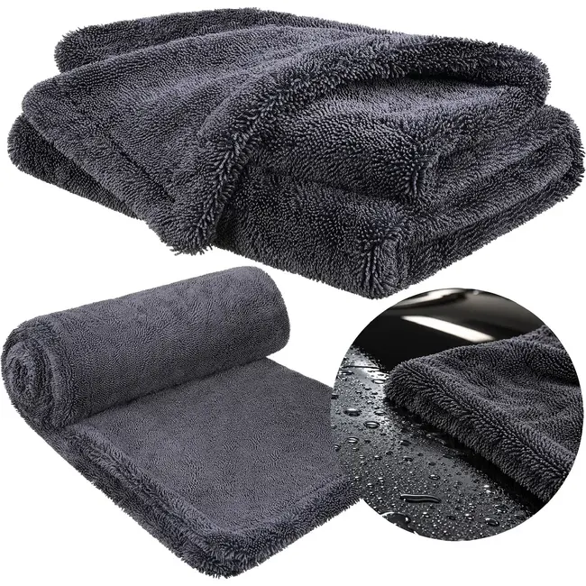 Xtrobb Microvezel autodroogdoek 90 x 60 cm - 1300 GSM, dubbelzijdig met gedraaide microvezels