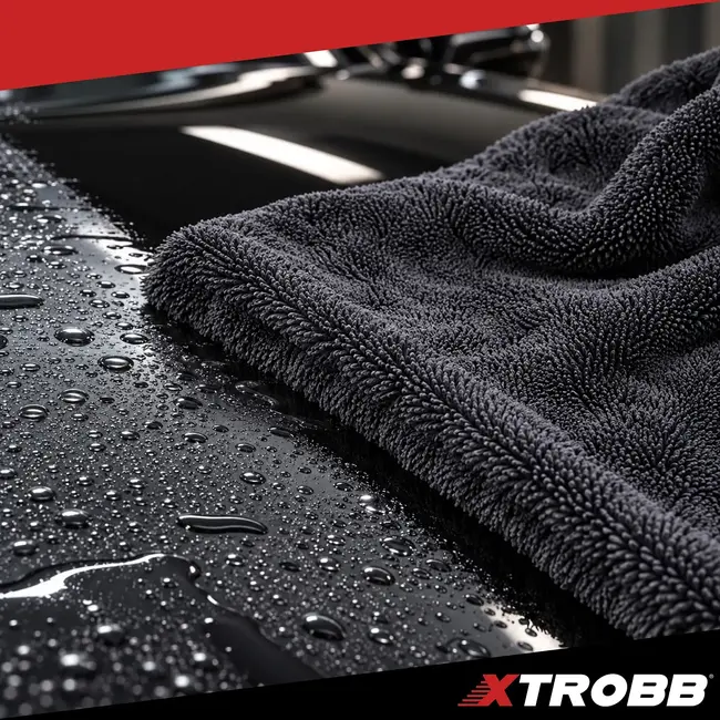 Xtrobb Microvezel autodroogdoek 90 x 60 cm - 1300 GSM, dubbelzijdig met gedraaide microvezels