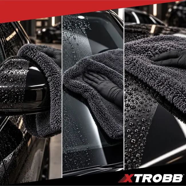 Xtrobb Microvezel autodroogdoek 90 x 60 cm - 1300 GSM, dubbelzijdig met gedraaide microvezels