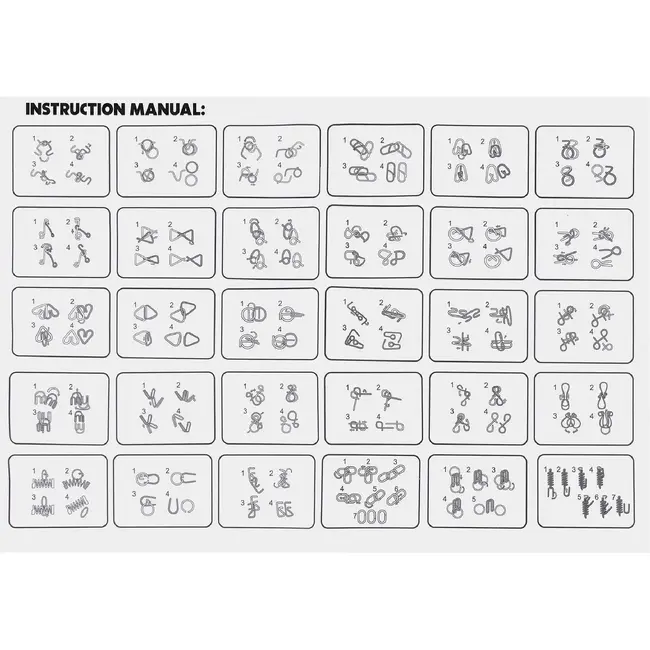 Kruzzel Metalen puzzels - set van 8 logische draadpuzzels van ijzer voor kinderen vanaf 6 jaar