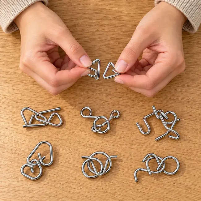 Kruzzel Metalen puzzels - set van 8 logische draadpuzzels van ijzer voor kinderen vanaf 6 jaar
