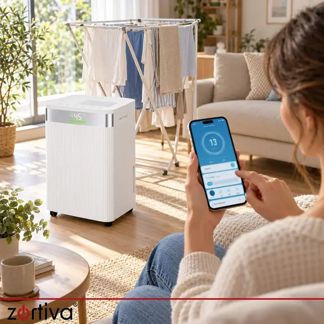 Zortiva Luchtontvochtiger tot 20 l/24 uur met wifi, hygrostaat, timer en 4,3 l waterreservoir
