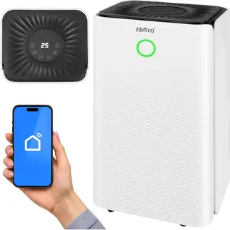 Zortiva Luchtontvochtiger tot 12 l/24 uur met wifi, 2 l reservoir, hygrostaat en timer voor binnen