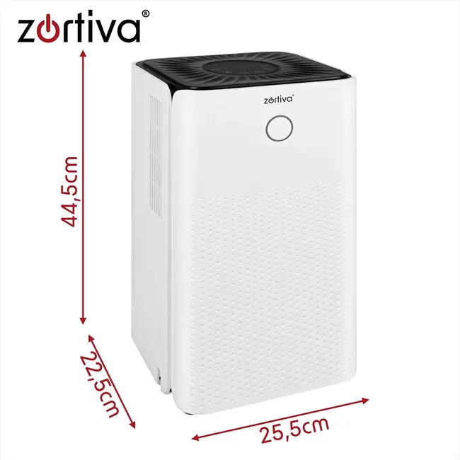 Zortiva Luchtontvochtiger tot 12 l/24 uur met wifi, 2 l reservoir, hygrostaat en timer voor binnen