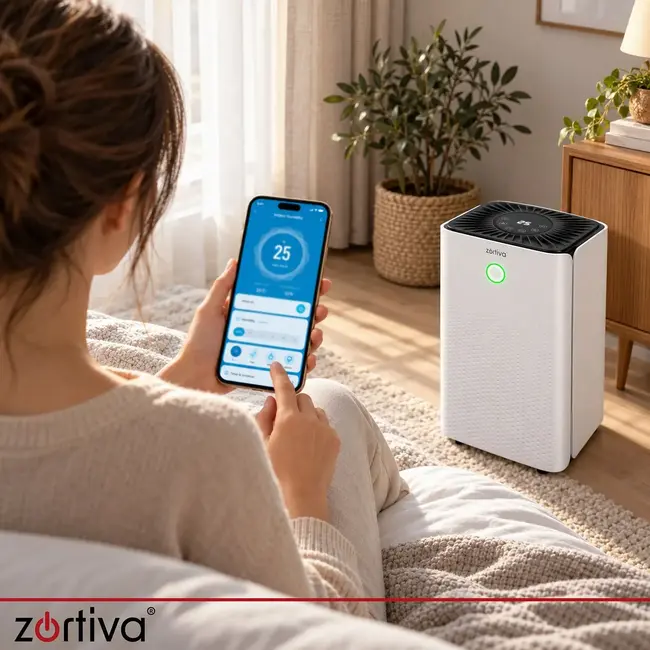 Zortiva Luchtontvochtiger tot 12 l/24 uur met wifi, 2 l reservoir, hygrostaat en timer voor binnen