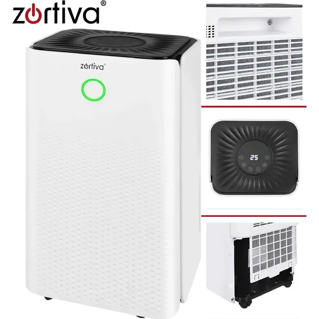 Zortiva Luchtontvochtiger tot 12 l/24 uur met wifi, 2 l reservoir, hygrostaat en timer voor binnen