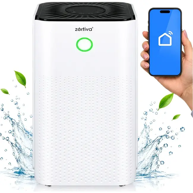 Zortiva Luchtontvochtiger tot 12 l/24 uur met wifi, 2 l reservoir, hygrostaat en timer voor binnen