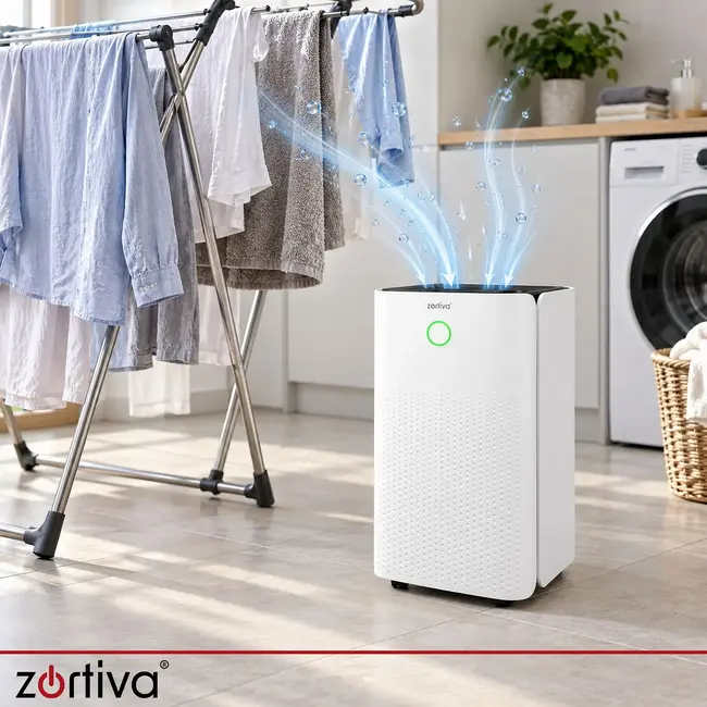 Zortiva Luchtontvochtiger tot 12 l/24 uur met wifi, 2 l reservoir, hygrostaat en timer voor binnen