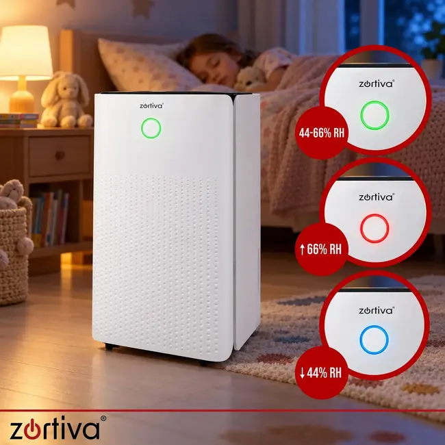 Zortiva Luchtontvochtiger tot 12 l/24 uur met wifi, 2 l reservoir, hygrostaat en timer voor binnen