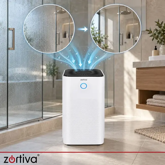 Zortiva Luchtontvochtiger tot 12 l/24 uur met wifi, 2 l reservoir, hygrostaat en timer voor binnen