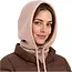 Glimz Wintermuts met sjaal voor dames in beige - geribd breiwerk, 30% wol en aantrekkoordjes