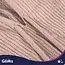 Glimz Wintermuts met sjaal voor dames in beige - geribd breiwerk, 30% wol en aantrekkoordjes