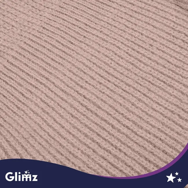 Glimz Wintermuts met sjaal voor dames in beige - geribd breiwerk, 30% wol en aantrekkoordjes