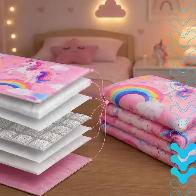 Isomedix Verzwaringsdeken voor kinderen 3 kg - roze 100 x 150 cm met 7 lagen en glazen microbolletjes