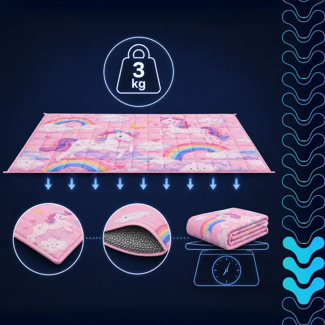 Isomedix Verzwaringsdeken voor kinderen 3 kg - roze 100 x 150 cm met 7 lagen en glazen microbolletjes
